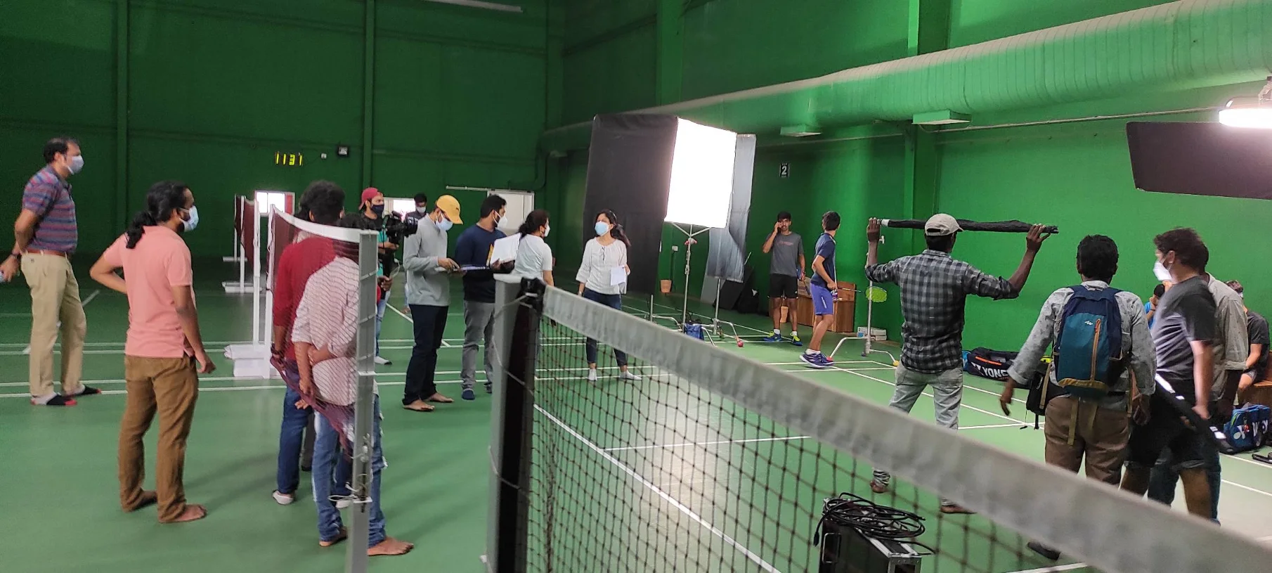 Fotilo Films crew filming a green-screen shoot in Hyderabad, with lighting, camera and monitor set up on location